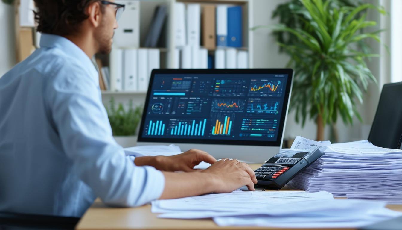 Heres a detailed image description for an AI to generate an image of a bookkeeper accountant working with numbers A professional bookkeeper accounta-1
